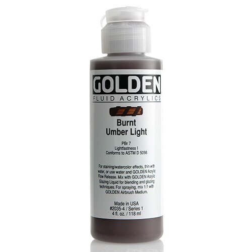 Golden, Fluid Acrylic, Paint, 4oz, Burnt Umber Light